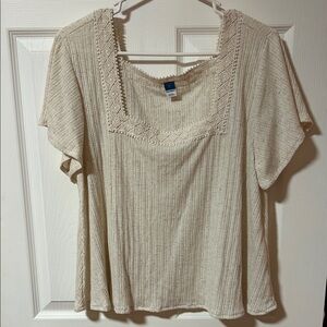 Women's Cream Top with Lace Detail